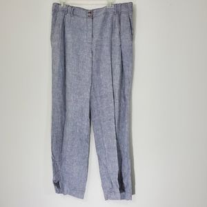 Hirsch Gray Linen Pants, Size 14
